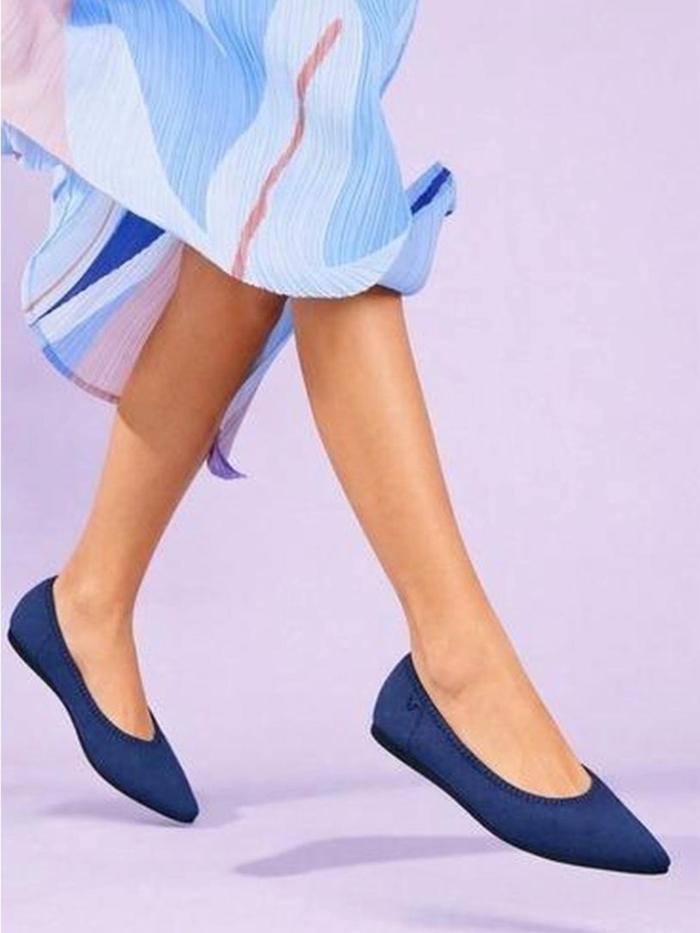 VIVAIA Aria Pointed Toe Knit Ballet Flats Deep Denim Blue size 38/US7.7.5 $129